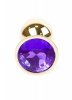 Złoty korek analny z diamentem Jewellery Gold PLUG- Purple